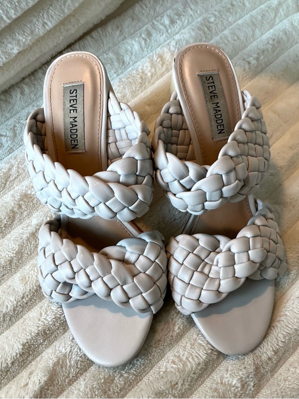 Steve Madden Women’s Braided Slide Sandals in Light Beige